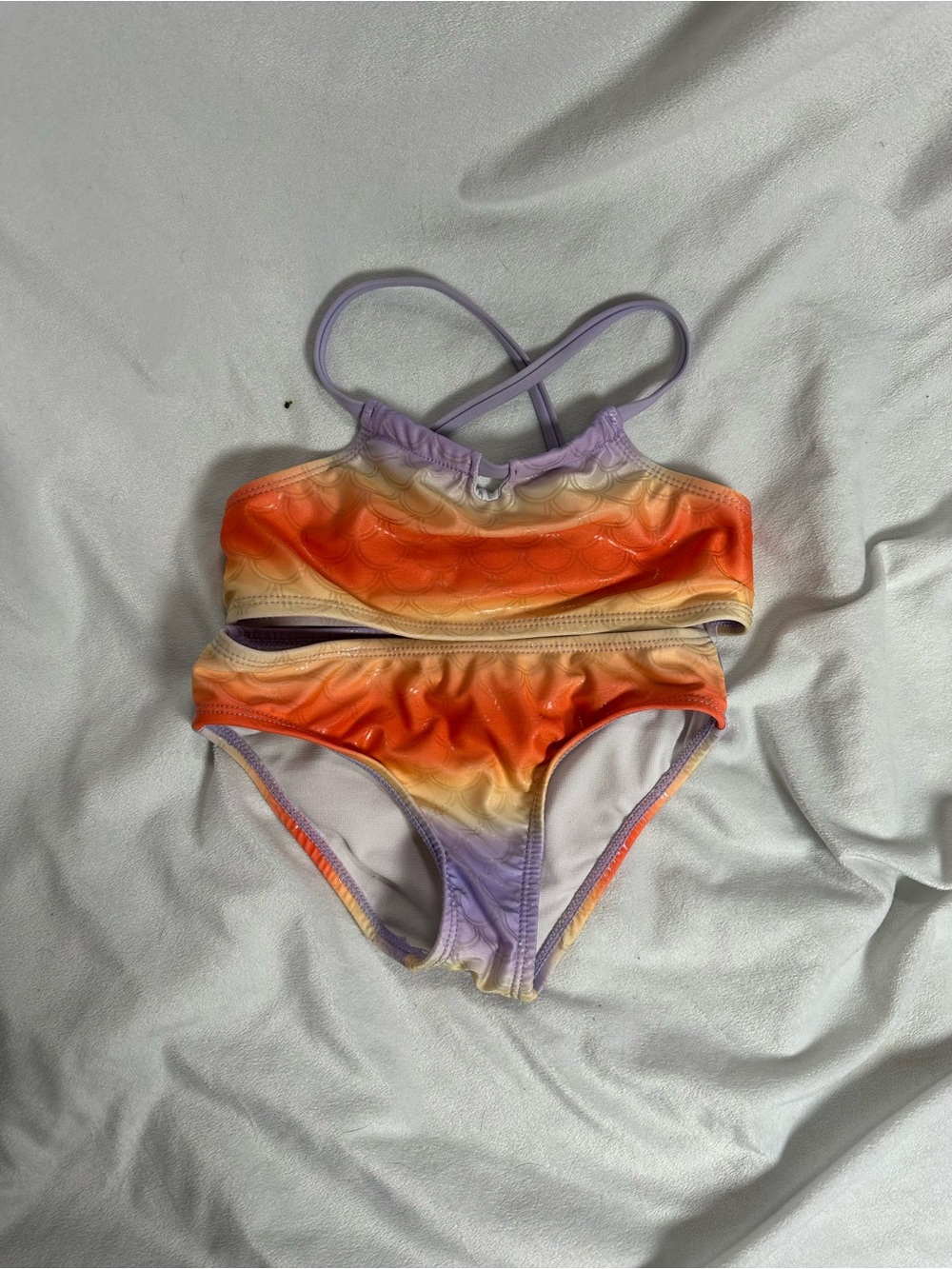 wonder nation Orange Yellow Lavender Ombre Girls Two-Piece Swimsuit